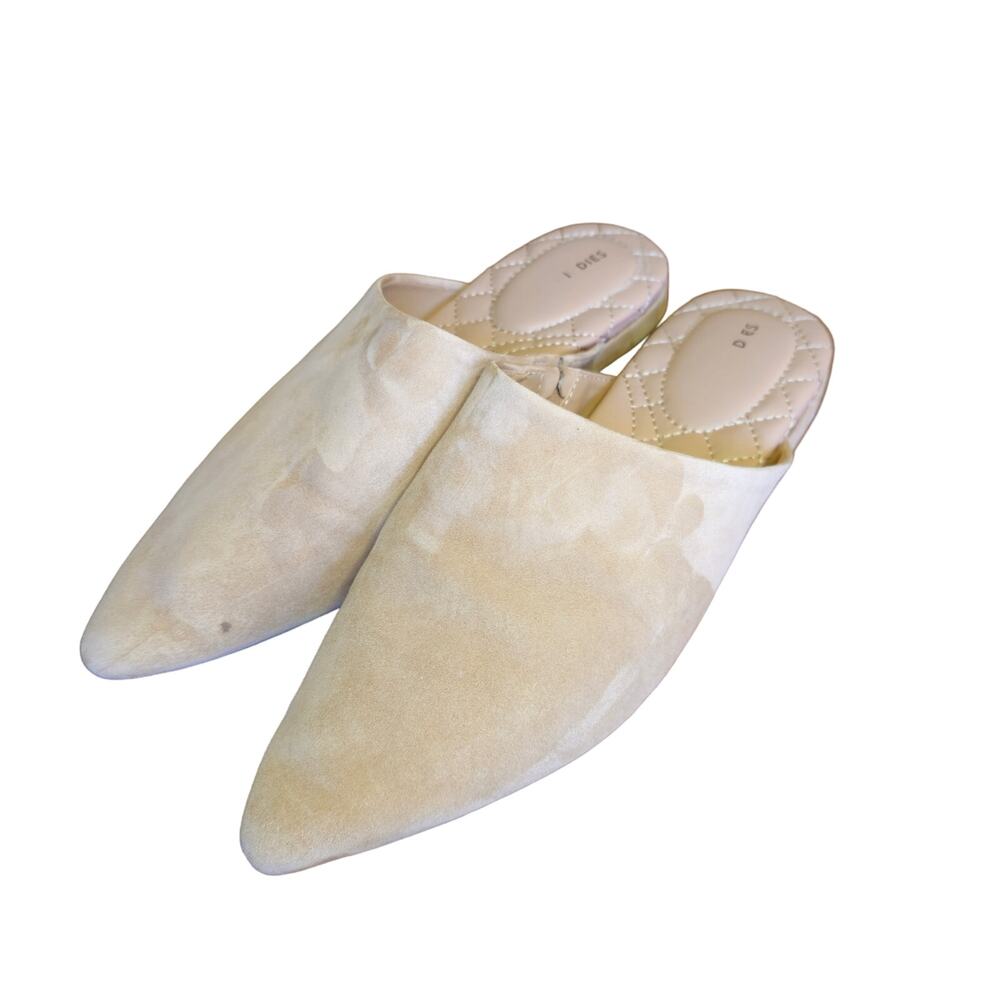 Birdies The Lark Beige Doe Suede Pointed Toe Mules Slip-On Flats 7